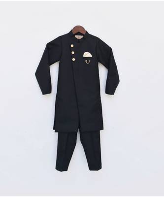 Black Achkan With Pant For Boys 2