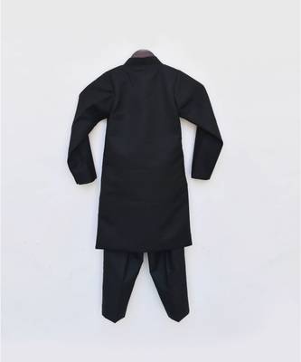 Black Achkan With Pant For Boys 3