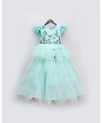 Aqua Green Net Gown or Girls 1