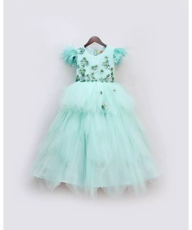 Aqua Green Net Gown
