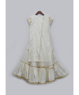 White Floral Print Kurti Sharara 2