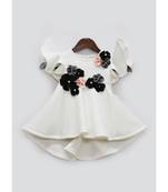 Off White Lycra Dress with Lycra Flowers