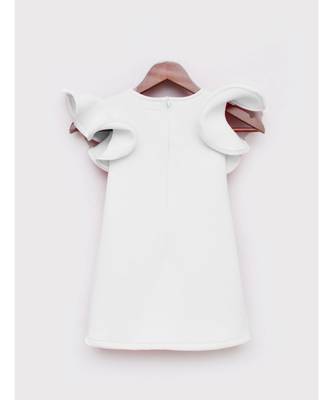 Off White Neoprene Dress For Girls 2