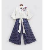 Tie Knote Top with Blue Stripes Pant