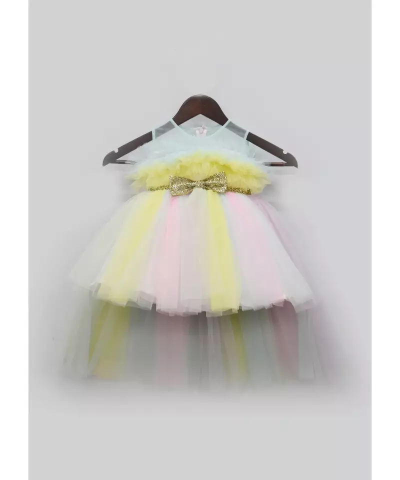 Unicorn Colours Net Gown with Glitter Bow