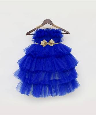 Blue Shimmer Net Gown For Girls 2
