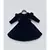 Dark Blue Velvet Dress with 3D Flowers