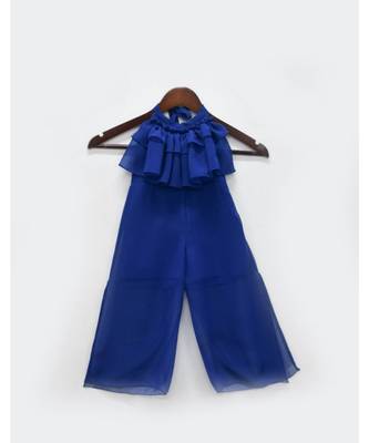 Blue Georgette Jumpsuit For Girls 1