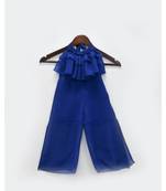Blue Georgette Jumpsuit For Girls