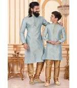 Rooted Libaas Blue Silk Kurta Pajama Combo set