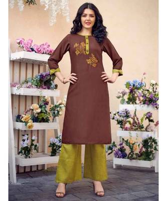 Embroidered Cotton Kurti with Matching Palazzo 1
