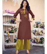Embroidered Cotton Kurti with Matching Palazzo