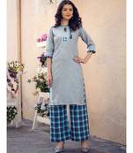 Embroidered Cotton Kurti with Matching Palazzo