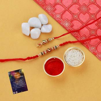 Designer Classic look  Hanging Bhabhi Rakhi  With Roli Chawal And  Greeting Card 2