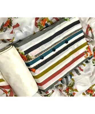 Salwar Studio Women's Off White & Multicolor Cotton Embroidered Dress Material with Dupatta 2