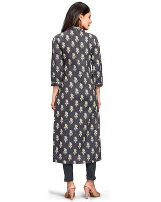 Grey printed cotton ethnic-kurtis 2