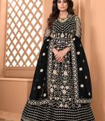 Black Soft Net Gwon Style Suit with Heavy Embroidey and Rich Look