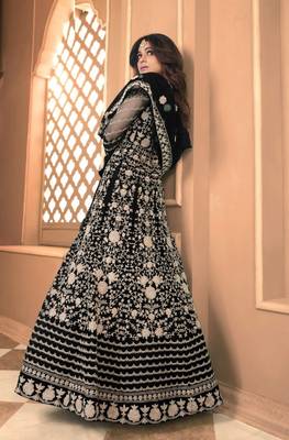 Black Soft Net Gwon Style Suit with Heavy Embroidey and Rich Look 2