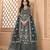 Aqua Blue Soft Net Gwon Style Suit with Heavy Embroidey and Rich Look