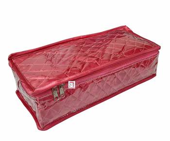 atorakushon   Satin Combo Makeup Pouch Necklace Jewellery Wardrobe Organizer Vanity Travel Kit Bag For Women's (Pink) 4