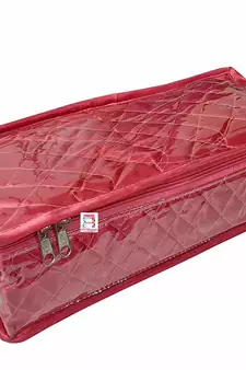 atorakushon   Satin Combo Makeup Pouch Necklace Jewellery Wardrobe Organizer Vanity Travel Kit Bag For Women's (Pink)