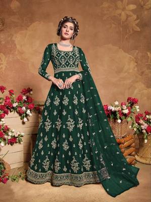 GreenSoft Net Anarkali Gwon Style Suit with Heavy Embroidey and Rich Look 1
