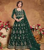 GreenSoft Net Anarkali Gwon Style Suit with Heavy Embroidey and Rich Look