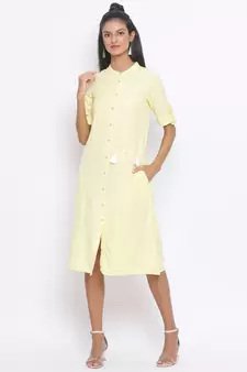 plain Yellow Cotton   Dress