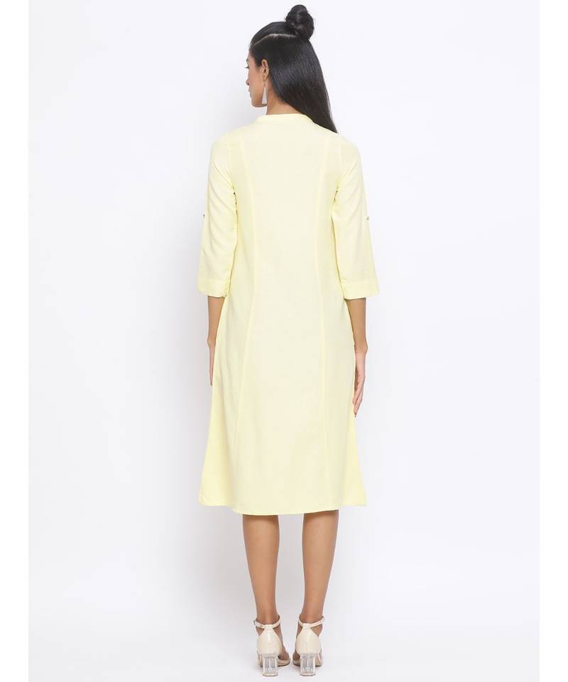 plain Yellow Cotton   Dress
