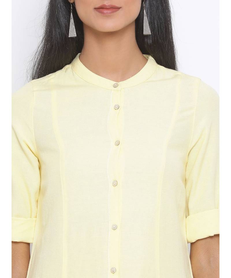 plain Yellow Cotton   Dress