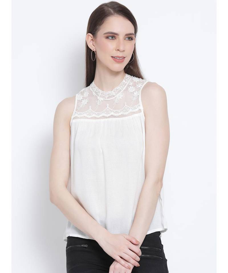 plain White Viscose   Top