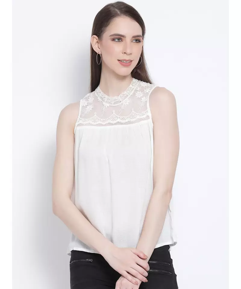 plain White Viscose   Top