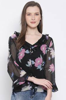 printed Multicolor Polyester   Top