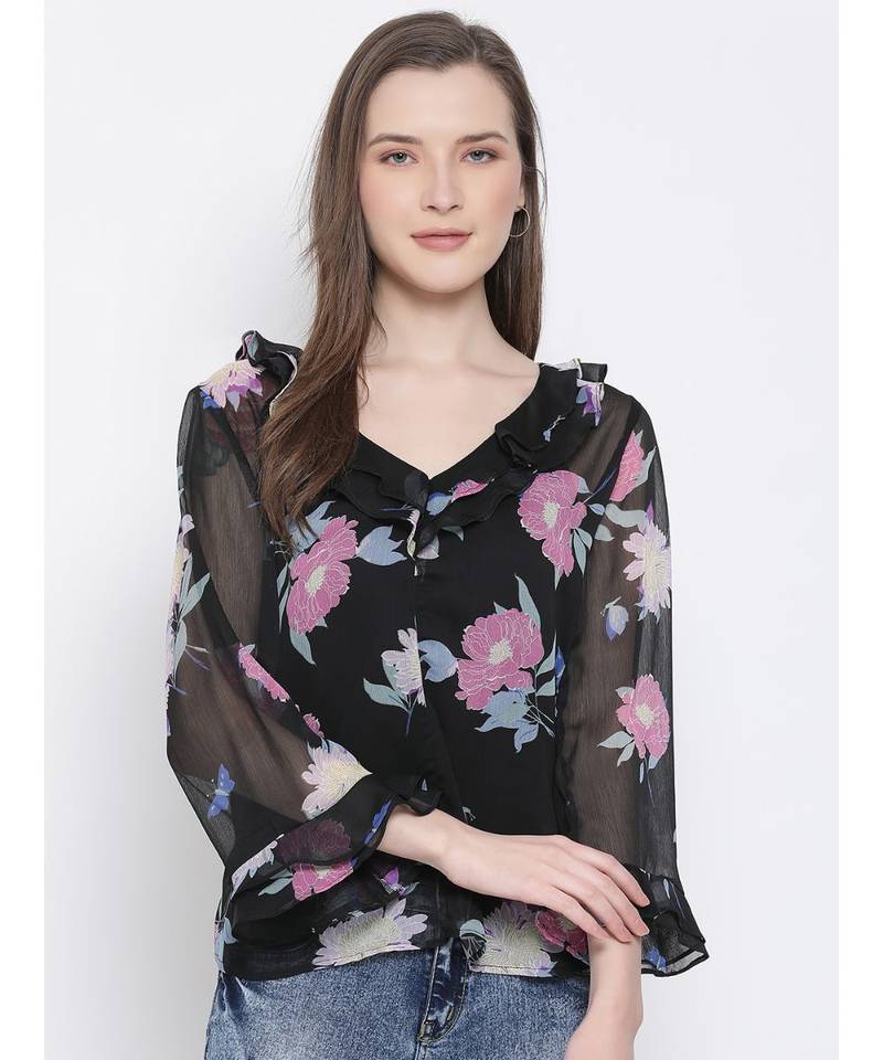 printed Multicolor Polyester   Top