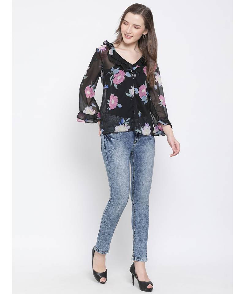 printed Multicolor Polyester   Top