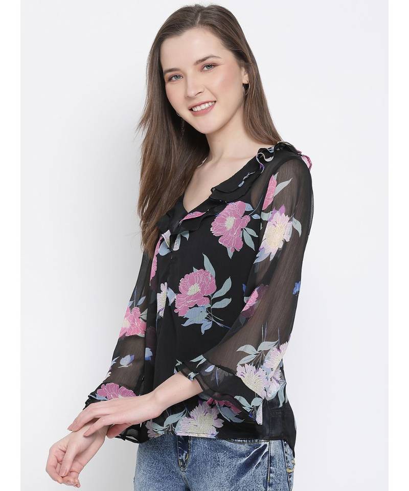 printed Multicolor Polyester   Top