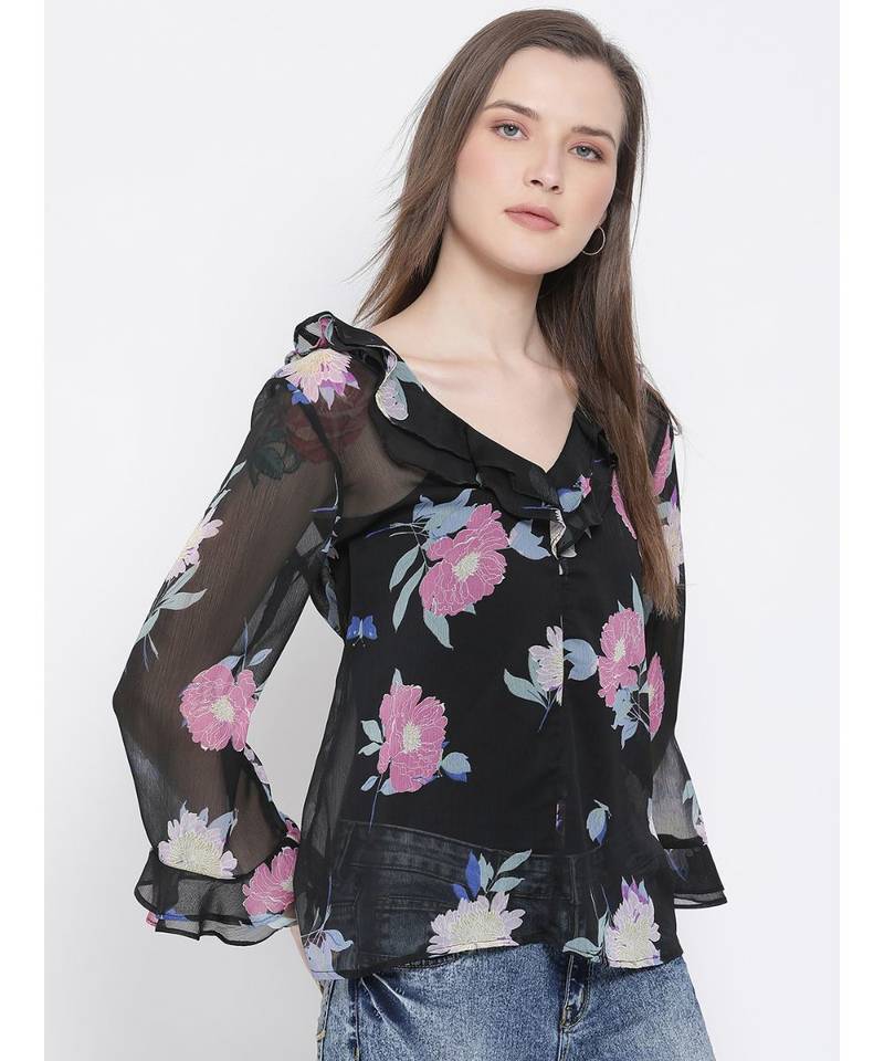 printed Multicolor Polyester   Top