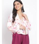 printed White Polyester   Top