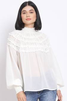 plain White Polyester   Top