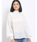 plain White Polyester   Top