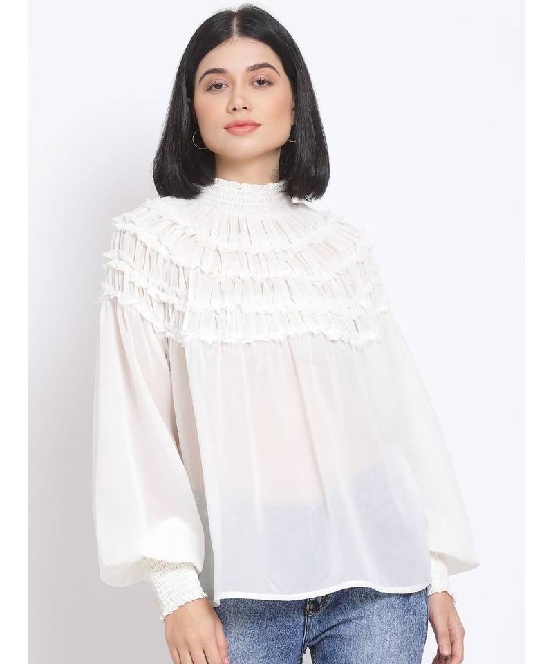 plain White Polyester   Top