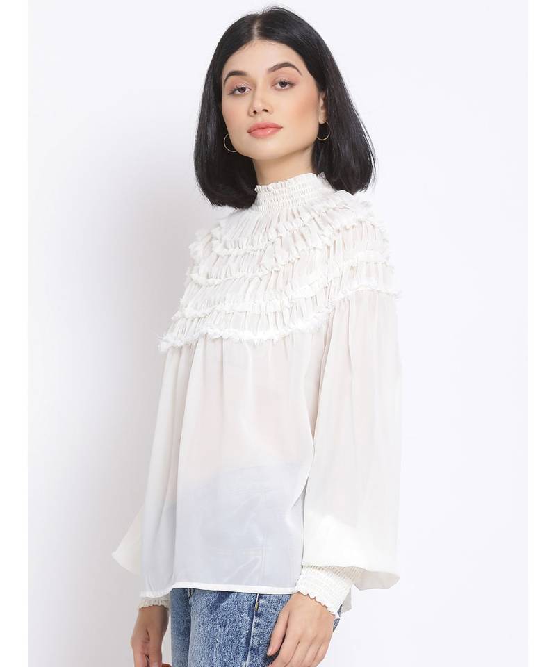 plain White Polyester   Top