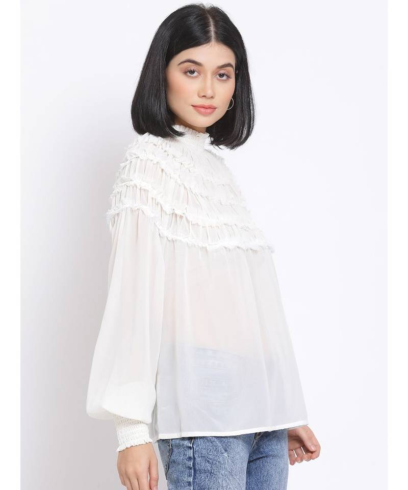 plain White Polyester   Top