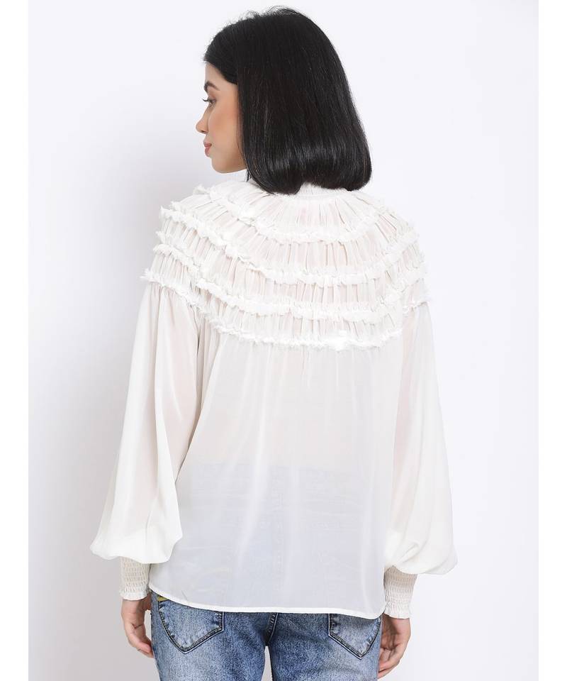 plain White Polyester   Top