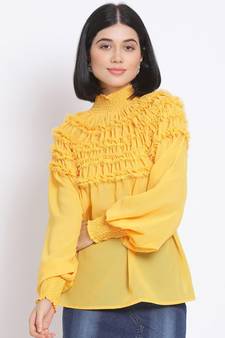 plain Yellow Polyester   Top