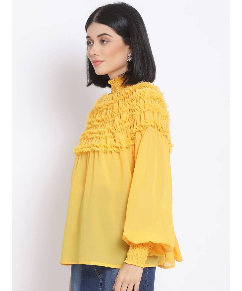 plain Yellow Polyester   Top