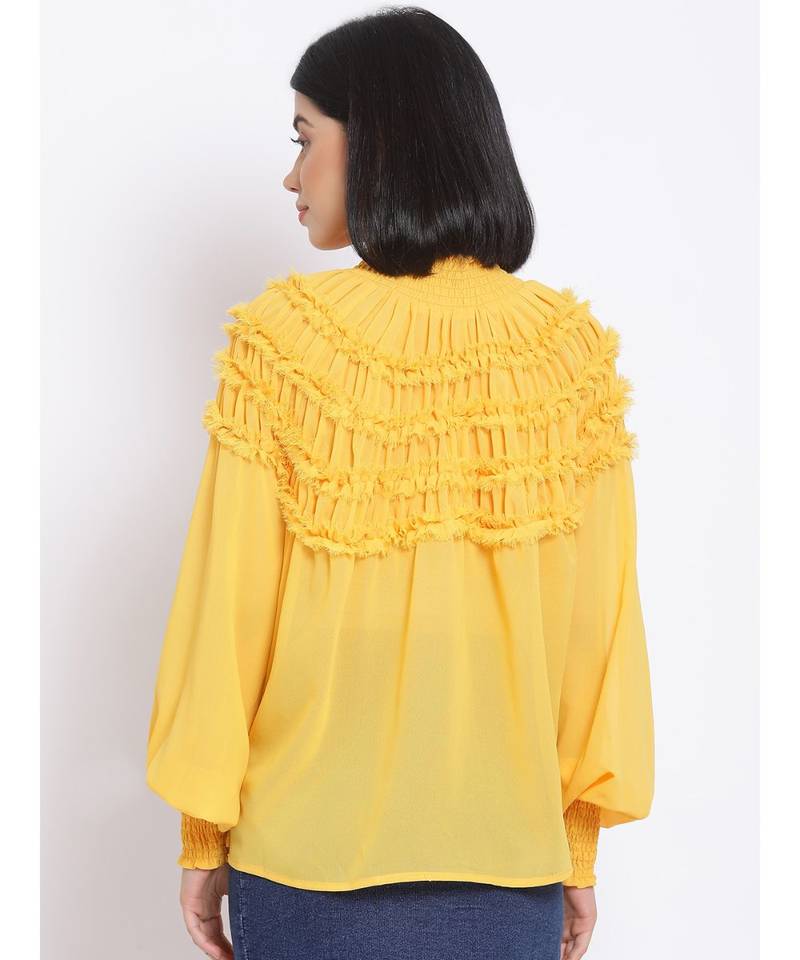 plain Yellow Polyester   Top