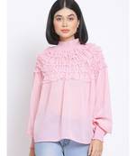 plain Pink Polyester   Top