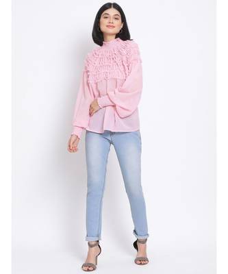 plain Pink Polyester   Top 2