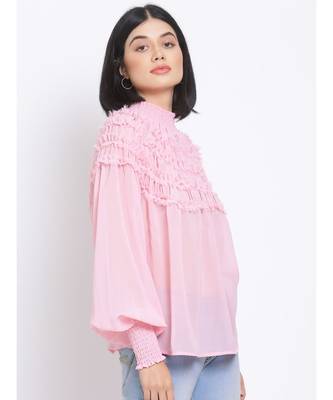 plain Pink Polyester   Top 4